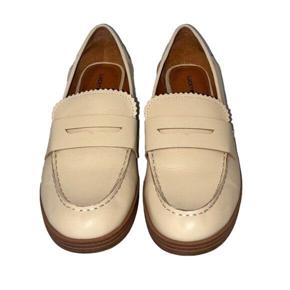 Lucky Brand Floriss Ivory Leather Loafers - Size 8 - Picture 3 of 6